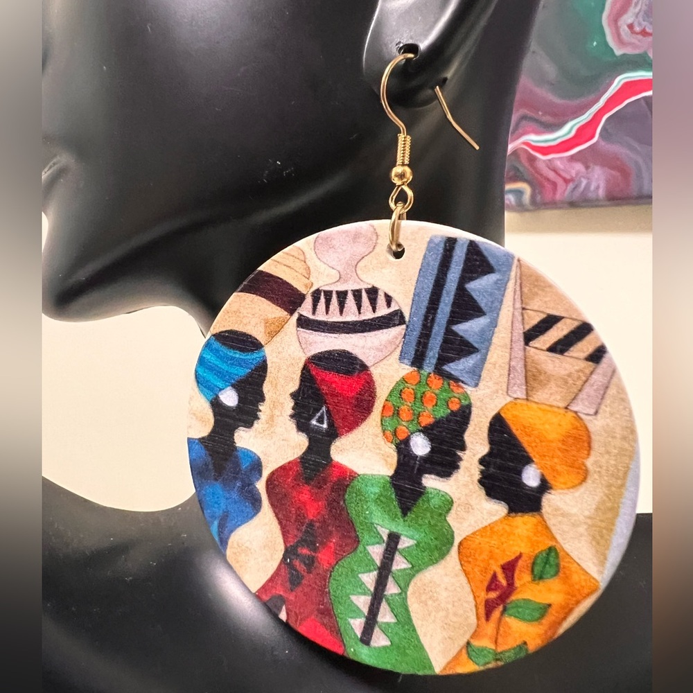 Large, lightweight Afrocentric dangle earrings
